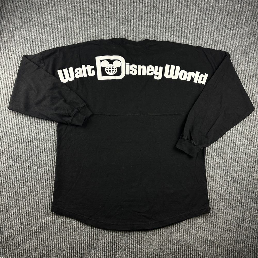 Walt Disney World Spirit Jersey Black Long Sleeve Est 1971 Puff Print Medium